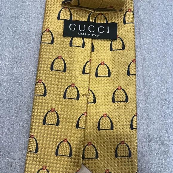 Gucci Golden Woven Silk Tie Italy - Picture 3 of 5